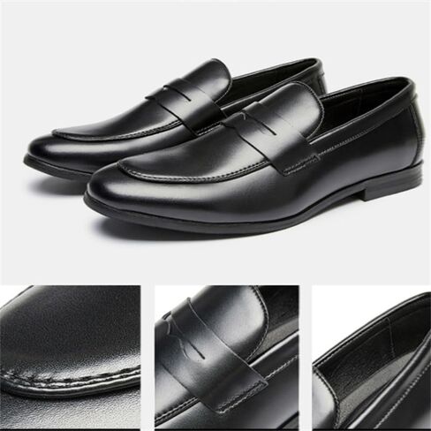 Men's Slip-on Dress Business Leather Shoes Pointed Toe Low-top Lightweight Oxford Shoes Non-Slip Rubber Wear-Resistant Comfortable Casual Shoes for Men in Saudi Arabia