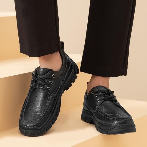 Men's Casual Rubber Shoes Outdoor Work Shoes Flat-Bottomed Round-Toed Lace-up Non-Slip wear-Resistant Breathable Running Shoes for Men in Saudi Arabia