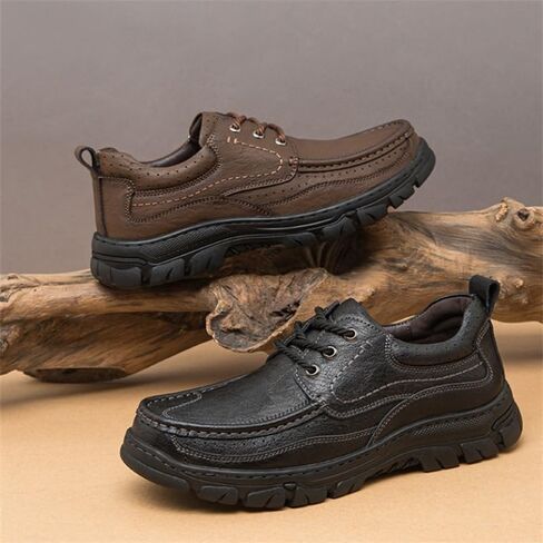 Men's Casual Rubber Shoes Outdoor Work Shoes Flat-Bottomed Round-Toed Lace-up Non-Slip wear-Resistant Breathable Running Shoes for Men in Saudi Arabia