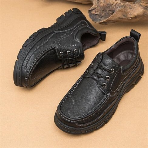 Men's Casual Rubber Shoes Outdoor Work Shoes Flat-Bottomed Round-Toed Lace-up Non-Slip wear-Resistant Breathable Running Shoes for Men in Saudi Arabia