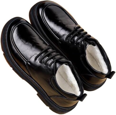 Men's Dress Business Shoes High Top Cotton Shoes Round Thick Bottom Comfortable Breathable Non-slip wear-resistant Casual warm Plus Velvet Shoes for Men in Kuwait