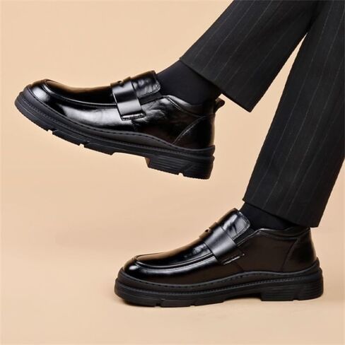 Men's Dress Business Shoes High Top Cotton Shoes Round Thick Bottom Comfortable Breathable Non-slip wear-resistant Casual warm Plus Velvet Shoes for Men in Saudi Arabia