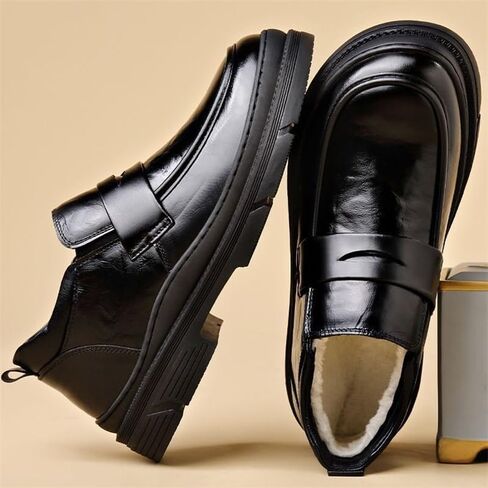 Men's Dress Business Shoes High Top Cotton Shoes Round Thick Bottom Comfortable Breathable Non-slip wear-resistant Casual warm Plus Velvet Shoes for Men in Saudi Arabia