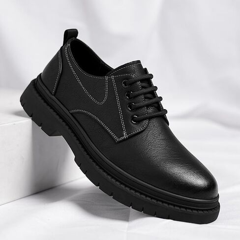 Men's Dress Oxford Shoes Versatile Rubber Shoes Low-top Lace-up Flat Bottom Comfortable Breathable Non-Slip wear-Resistant Work Shoes for Men in Saudi Arabia