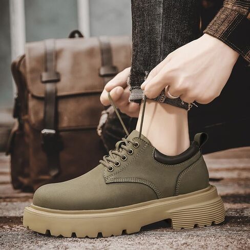 Men's Heightening Rubber Shoes Casual Work Shoes Round Heel Versatile Comfortable Breathable Non-Slip Lace-up Low-top Outdoor Oxford Shoes for Men in Saudi Arabia