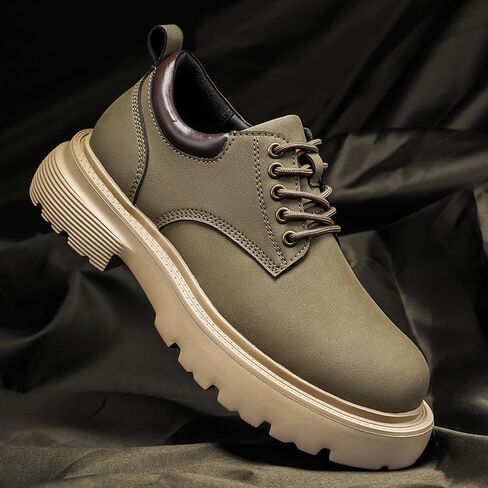 Men's Heightening Rubber Shoes Casual Work Shoes Round Heel Versatile Comfortable Breathable Non-Slip Lace-up Low-top Outdoor Oxford Shoes for Men in Saudi Arabia