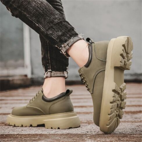 Men's Heightening Rubber Shoes Casual Work Shoes Round Heel Versatile Comfortable Breathable Non-Slip Lace-up Low-top Outdoor Oxford Shoes for Men in Saudi Arabia