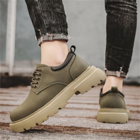 Men's Heightening Rubber Shoes Casual Work Shoes Round Heel Versatile Comfortable Breathable Non-Slip Lace-up Low-top Outdoor Oxford Shoes for Men in Saudi Arabia