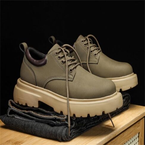 Men's Heightening Rubber Shoes Casual Work Shoes Round Heel Versatile Comfortable Breathable Non-Slip Lace-up Low-top Outdoor Oxford Shoes for Men in Saudi Arabia