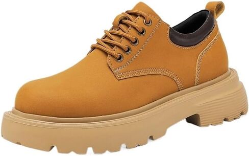 Men's Heightening Rubber Shoes Casual Work Shoes Round Heel Versatile Comfortable Breathable Non-Slip Lace-up Low-top Outdoor Oxford Shoes for Men in Saudi Arabia