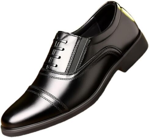 Men's Black Spliced ​​Business Dress Shoes Comfortable Lace-up Round-Toe Oxford Shoes Men Low-top Shiny Shoes for Wedding Party Work in Saudi Arabia