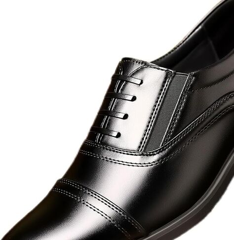 Men's Black Spliced ​​Business Dress Shoes Comfortable Lace-up Round-Toe Oxford Shoes Men Low-top Shiny Shoes for Wedding Party Work in Saudi Arabia