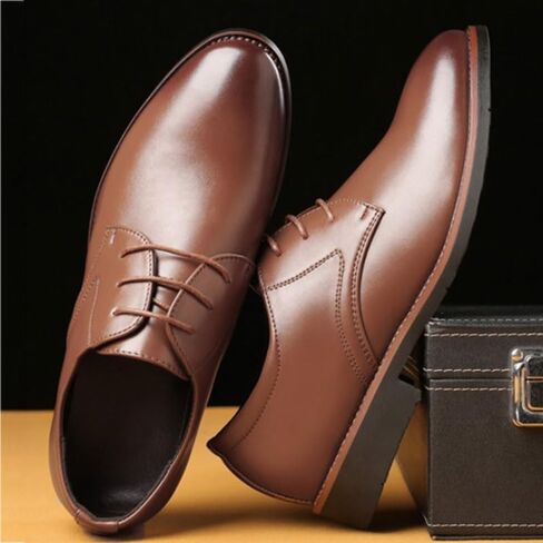 Men's Classic Business Lace-up Dress Shoes Low-top Round-Toe Oxford Shoes for Wedding Party Work Men Comfortable Versatile Shoes in Saudi Arabia