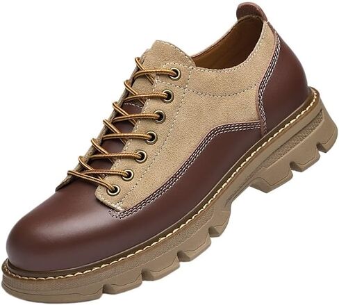 Men's Lace-up Oxford Shoes Round-Toed Casual Shoes Square-Rooted Warm Soft-Soled Versatile Shoes for Men in Kuwait