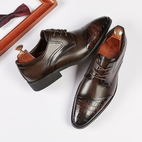 Men's British Spring and Autumn Business Soft-Soled Formal Leather Shoes Casual Office Pointed Toe Gentleman Derby Shoes Suitable for Wedding Office in Saudi Arabia