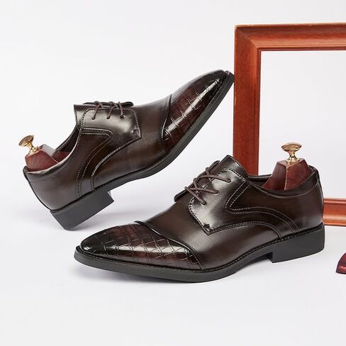 Men's British Spring and Autumn Business Soft-Soled Formal Leather Shoes Casual Office Pointed Toe Gentleman Derby Shoes Suitable for Wedding Office in Saudi Arabia