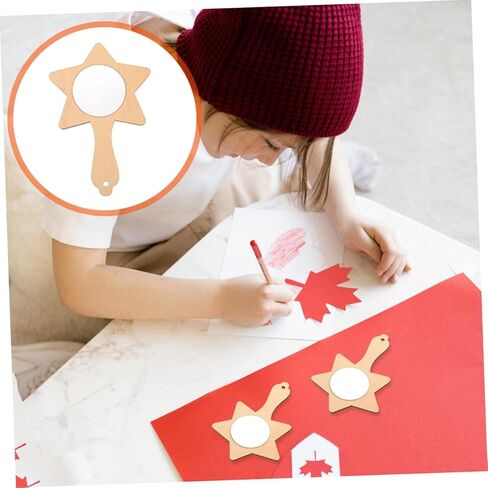 HOMSFOU 12Pcs DIY Wooden Handheld Mirrors for Kids Unfinished Craft Mirrors for Painting Blank Wooden Makeup for Classroom Activities and Creative Projects in Saudi Arabia