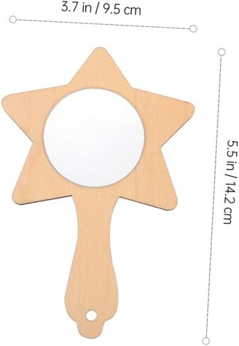 HOMSFOU 12Pcs DIY Wooden Handheld Mirrors for Kids Unfinished Craft Mirrors for Painting Blank Wooden Makeup for Classroom Activities and Creative Projects in Saudi Arabia