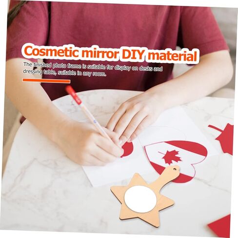 HOMSFOU 12Pcs DIY Wooden Handheld Mirrors for Kids Unfinished Craft Mirrors for Painting Blank Wooden Makeup for Classroom Activities and Creative Projects in Saudi Arabia