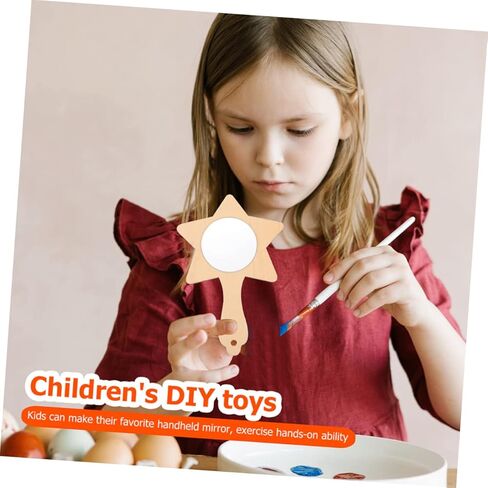 Homoyoyo 12pcs DIY Wooden Mirror Boys and Girls Toys Blank Mirror for Crafts Handmade Boys and Girls Room Decor in Saudi Arabia