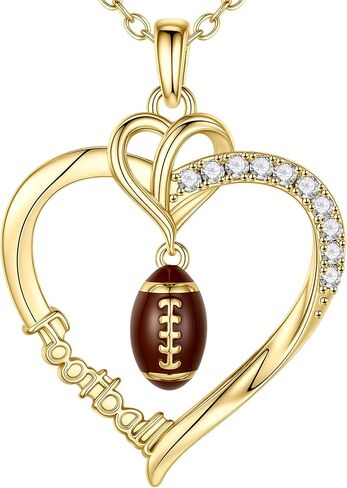 Turandoss Sports Necklaces for Women - 14K Gold Plated Tennis Soccer Basketball Football Necklaces for Women Dainty Volleyball Softball Baseball Necklace Jewelry Gifts for Sport Lovers Fans Teams in Saudi Arabia