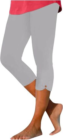 Capri Leggings for Women Causal Lightweight Cropped High Waisted Knee Length Summer Beach Capris Workout Crop Pants in Saudi Arabia