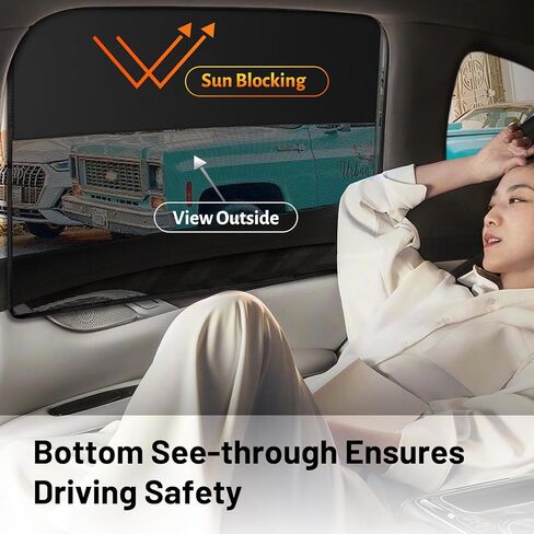 عبوتان من ظلال نوافذ السيارة، مظلة شمس مغناطيسية للسيارة نصف معتمة ونصف شبكية للنافذة الجانبية، غطاء شاشة للنافذة الخلفية للحماية من الشمس والأشعة فوق البنفسجية in Kuwait