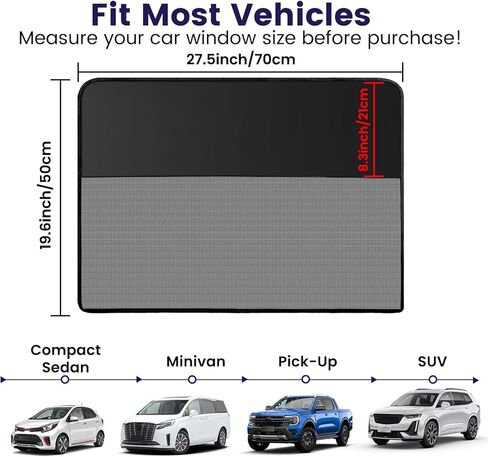 عبوتان من ظلال نوافذ السيارة، مظلة شمس مغناطيسية للسيارة نصف معتمة ونصف شبكية للنافذة الجانبية، غطاء شاشة للنافذة الخلفية للحماية من الشمس والأشعة فوق البنفسجية in Kuwait