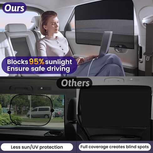 عبوتان من ظلال نوافذ السيارة، مظلة شمس مغناطيسية للسيارة نصف معتمة ونصف شبكية للنافذة الجانبية، غطاء شاشة للنافذة الخلفية للحماية من الشمس والأشعة فوق البنفسجية in Kuwait