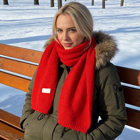 Winter Knit Scarf for Women-Soft Warm Long Knit Scarf Classic Fashion Solid Color Knit Neck Wraps for Cold Weather in Saudi Arabia
