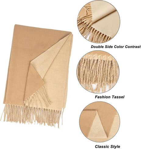 Winter-Scarf-Wrap Womens Soft Warm-Oversized Cold-Weather-Scarves Plush-Fleece-Shawl with Tassels(78''x26'') in Saudi Arabia