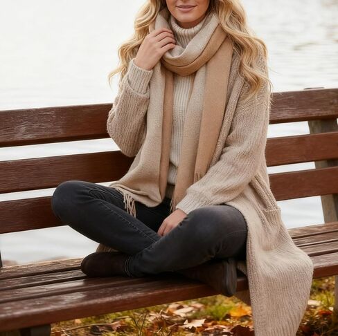 Winter-Scarf-Wrap Womens Soft Warm-Oversized Cold-Weather-Scarves Plush-Fleece-Shawl with Tassels(78''x26'') in Saudi Arabia