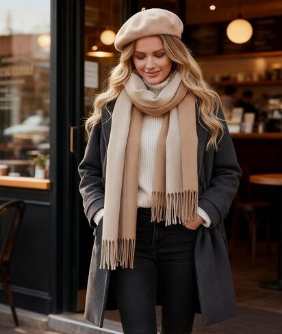 Winter-Scarf-Wrap Womens Soft Warm-Oversized Cold-Weather-Scarves Plush-Fleece-Shawl with Tassels(78''x26'') in Saudi Arabia