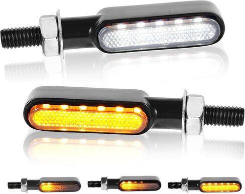 إشارات الانعطاف LED للدراجات النارية، وماض صغير، أمامي خلفي، أضواء بيضاء كهرمانية متتابعة، مؤشرات عالمية متوافقة مع هارلي هوندا ياماها سوزوكي تريومف كروزر تورينغ in Kuwait