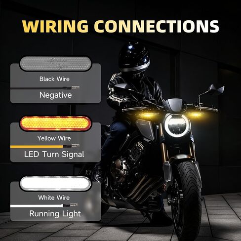 إشارات الانعطاف LED للدراجات النارية، وماض صغير، أمامي خلفي، أضواء بيضاء كهرمانية متتابعة، مؤشرات عالمية متوافقة مع هارلي هوندا ياماها سوزوكي تريومف كروزر تورينغ in Kuwait