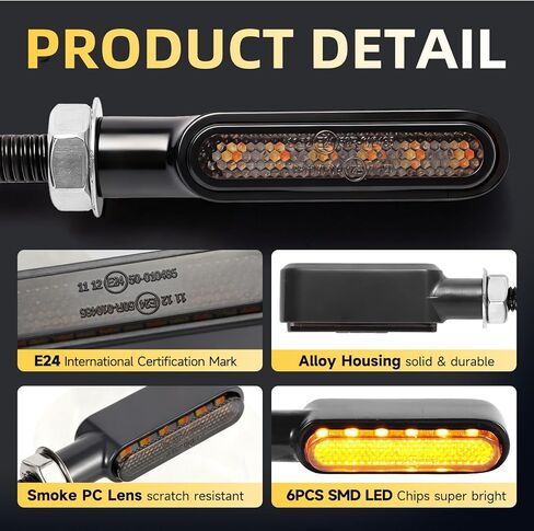 إشارات الانعطاف LED للدراجات النارية، وماض صغير، أمامي خلفي، أضواء بيضاء كهرمانية متتابعة، مؤشرات عالمية متوافقة مع هارلي هوندا ياماها سوزوكي تريومف كروزر تورينغ in Kuwait