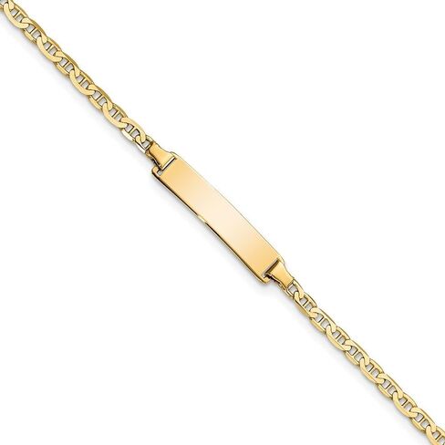 14K Yellow Gold ID Flat Anchor Link Chain Bracelet 7" to 8" in Saudi Arabia
