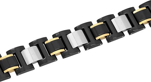 Stainless Steel Black and Yellow Finish Link Bracelet - 8.5 Inches Hypoallergenic, Robust in Saudi Arabia