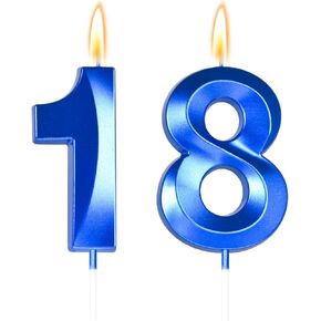 Big 2.76 inch Blue 18 Birthday Candle 18th Birthday Decorations for Boys, 18th Birthday Candles for Bruh Im 18 Birthday Decorations,Number 18 Candles in Kuwait
