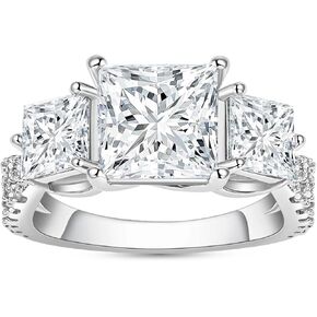 Moissanite Engagement Ring 3 Stone 5CT/4.1CT Color VVS1 Round/Princess Cut Anniversary Wedding Promise Ring for Women Size 5-9 in Saudi Arabia