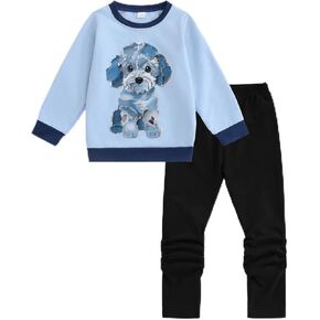 طقم ملابس للفتيات الصغيرات مكون من قطعتين بأكمام طويلة وطبعة بودل رائعة وسروال ملابس غير رسمية للربيع والخريف لعمر 4-8 in Kuwait