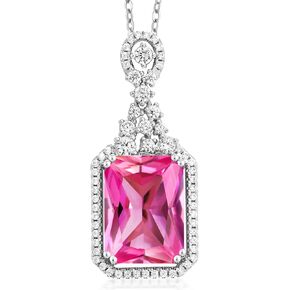Gem Stone King 925 Sterling Silver London Blue Topaz Pendant Necklace For Women (9.10 Ct Emerald Cut 14X10MM, Gemstone Birthstone with 18 Inch Silver Chain) in Saudi Arabia
