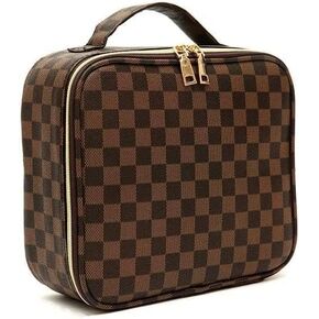 Checkered Makeup Bag, Portable Makeup Bag with Adjustable Partition, Cosmetic Bags for Women Toiletry Travel Organizer Portable Make Up Bags for Christmas Birthday Gifts in Saudi Arabia