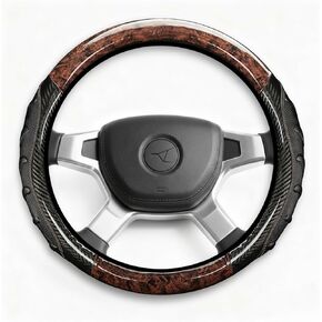 Heavy Duty Truck Steering Wheel Cover 17.5-18 Inch, Carbon Fiber with Anti-Slip Grip, X-Large Wheel Protector for Commercial Semi-Trucks, Buses and RVs (Brown/Black) in Saudi Arabia