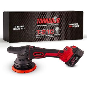 ملمع تورنادور T-21C اللاسلكي المزدوج 21 ملم | محرك بدون فرش | التحكم الإلكتروني في السرعة | يتضمن بطارية 21 فولت، شاحن، لوحة دعم | مثالية للتفاصيل الاحترافية وتشطيب الطلاء in Kuwait