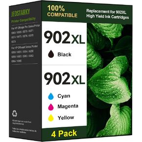 خرطوشة حبر 902XL لاستبدال طابعة HP لحزمة خرطوشة الحبر HP 902XL المتوافقة مع طابعة HP Officejet Pro 6978 6968 6970 6960 6971 6974 6975 6976 6979 6965 6977 (4 عبوات) in Kuwait