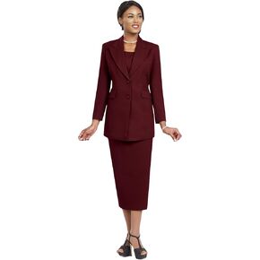 Women Two-Piece Skirt Suit Set | Church Skirt with Button Closure Jacket and Gloves | Choir Uniform by Ben Marc | BM2299 in Saudi Arabia