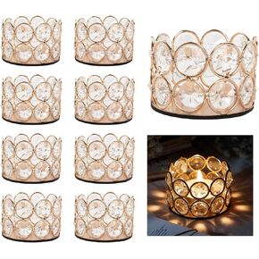 8 Pack Gold Crystal Tea Light Candle Holders, Glass Votive Candle Holders Candlestick Elegant Tealight Holders for Wedding Home Table Centerpiece Decoration, Housewarming Gift in Saudi Arabia