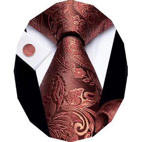 Paisley Tie Sets Floral Necktie Handkerchief Cufflinks Set Silk Woven Ties Business Wedding Party in Kuwait