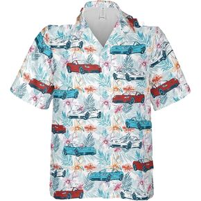 Sunbelt Gifts C6 Corvette Men's Multicolor Short Sleeve Front Button Hawaiian Style Shirt in Saudi Arabia